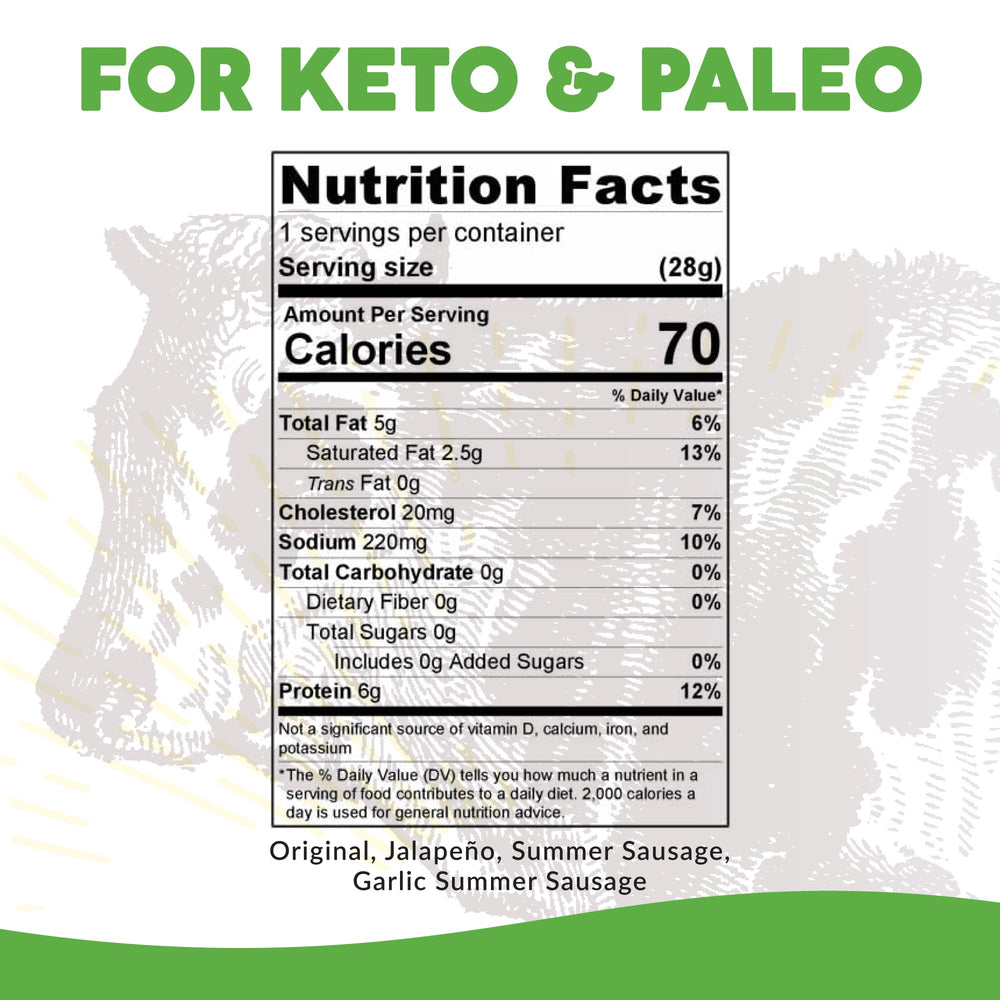 Paleovalley beef sticks grass-fed beef close-up highlighting quality and nutrient density.