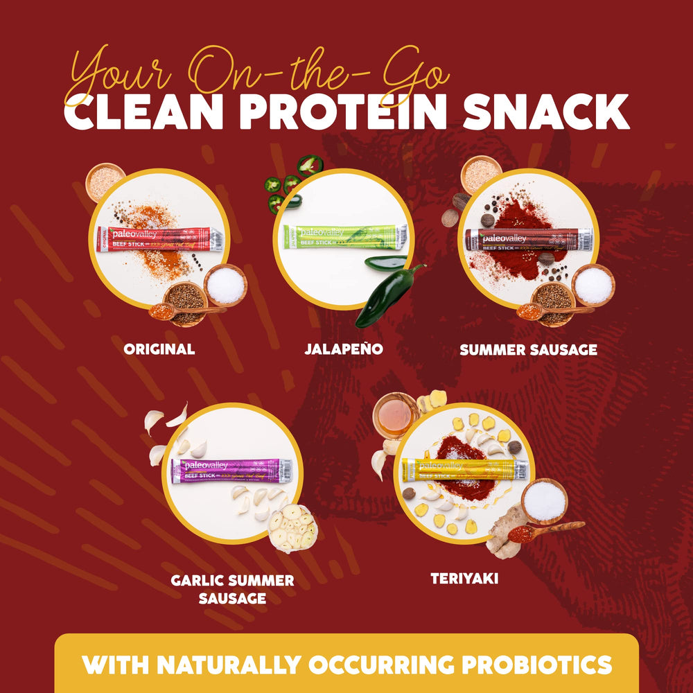 On-the-go Paleovalley Beef Sticks Original being enjoyed as a keto-friendly snack.
