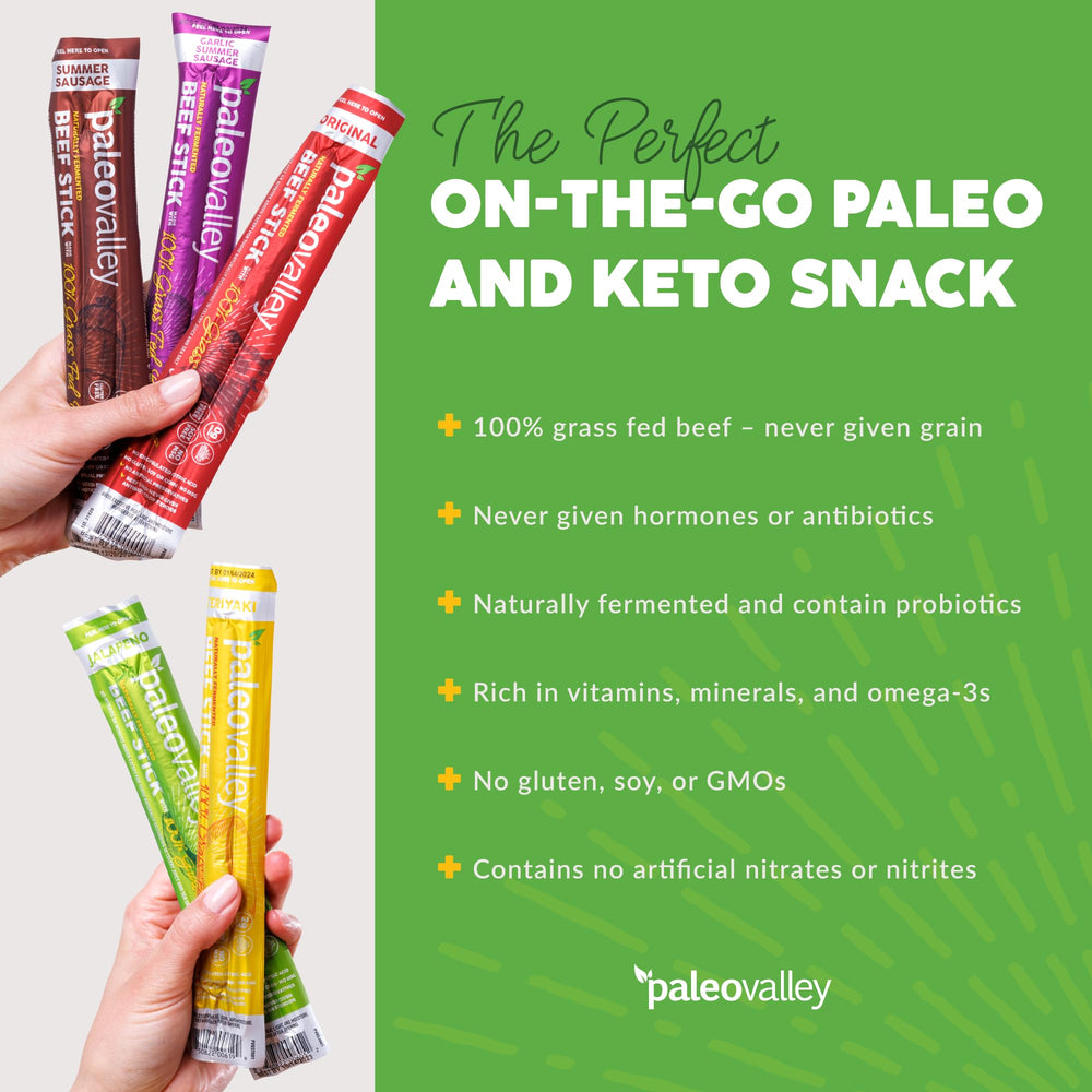 Paleovalley sticks in convenient packaging ideal for travel and workouts