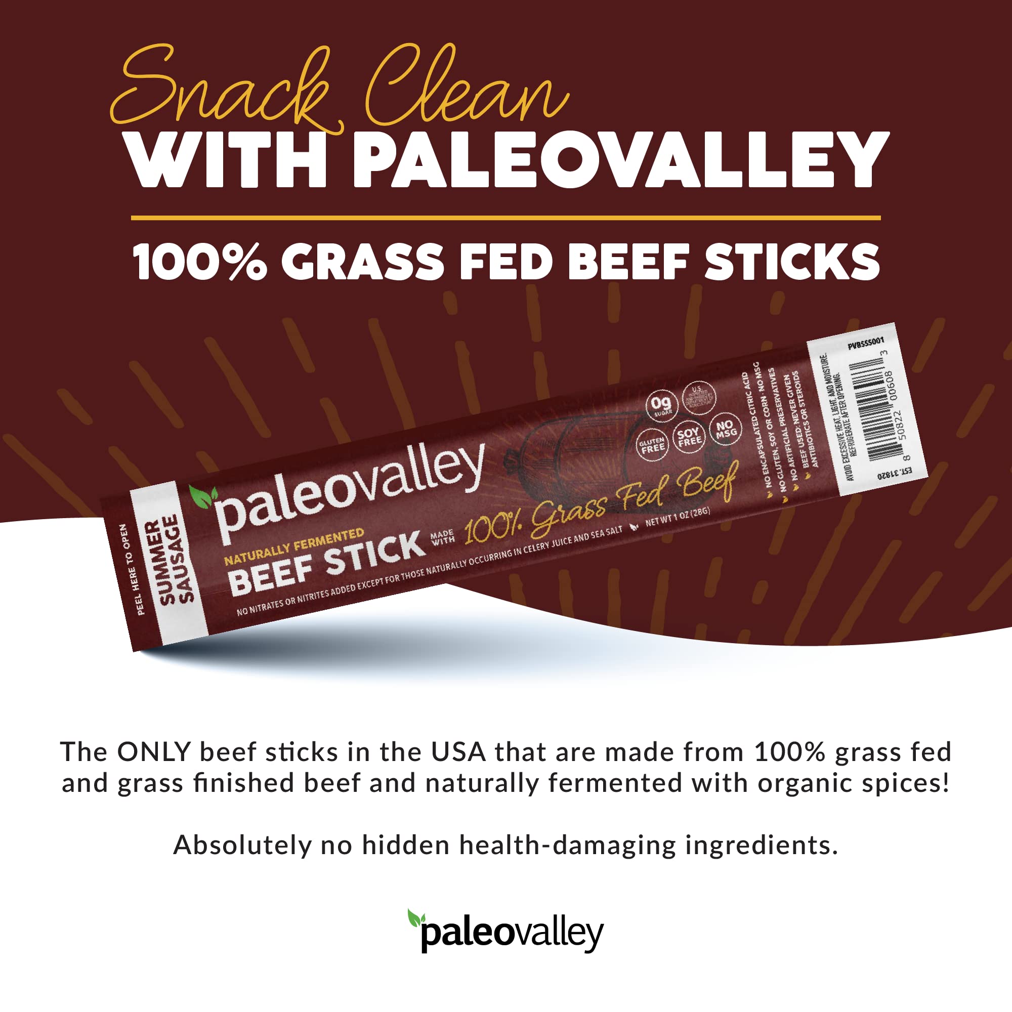 Paleovalley fermented probiotic beef sticks offer shelf-stable gut-friendly nutrition.