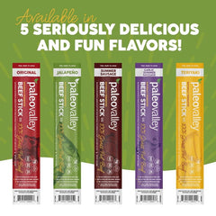 Fermented Paleovalley beef sticks with probiotics for snack time.