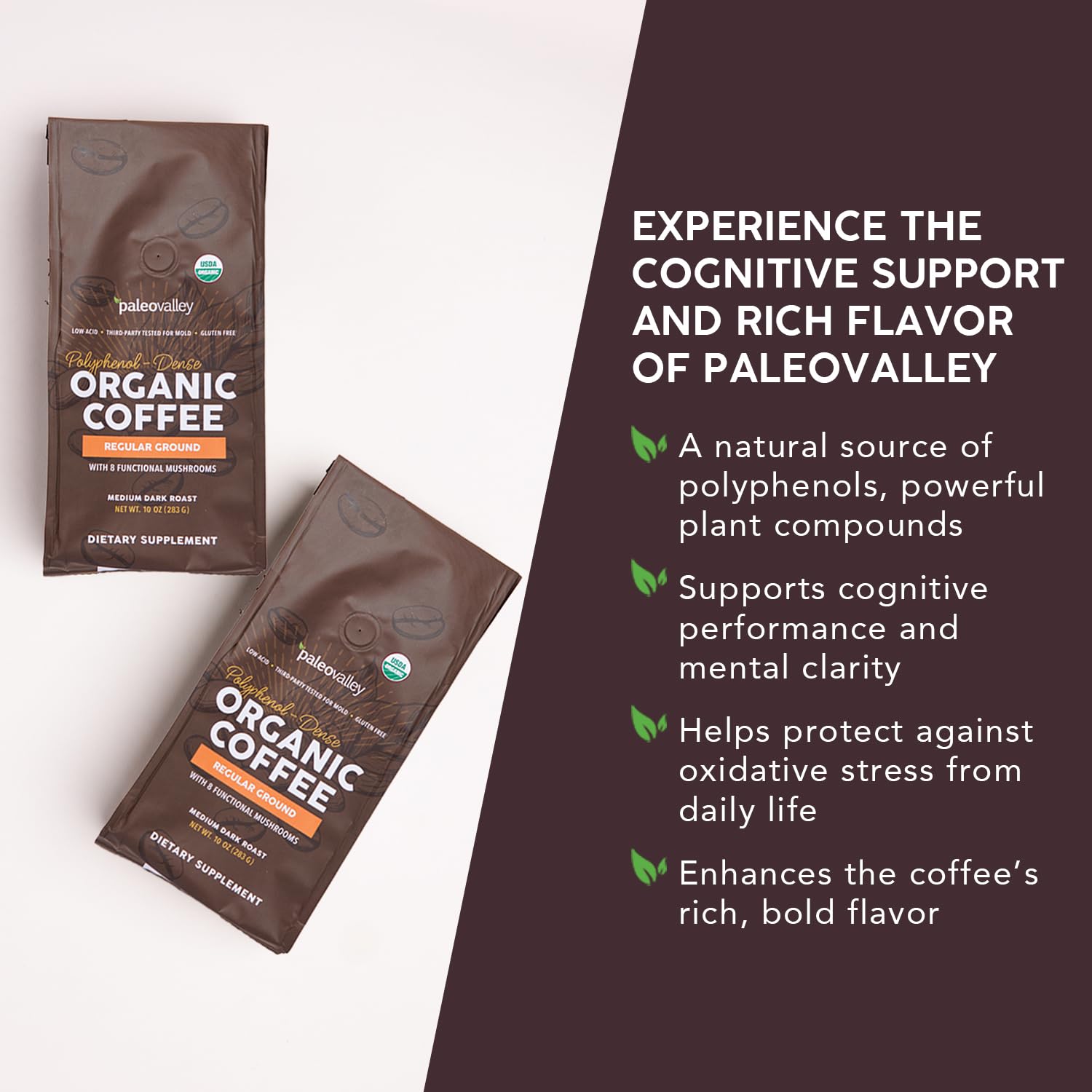 Paleovalley low-acid coffee being poured into a mug for easy drinking