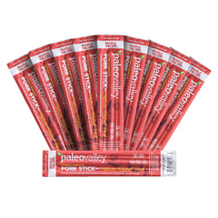 Paleovalley pastured pork sticks maple bacon pack showing portable protein snack