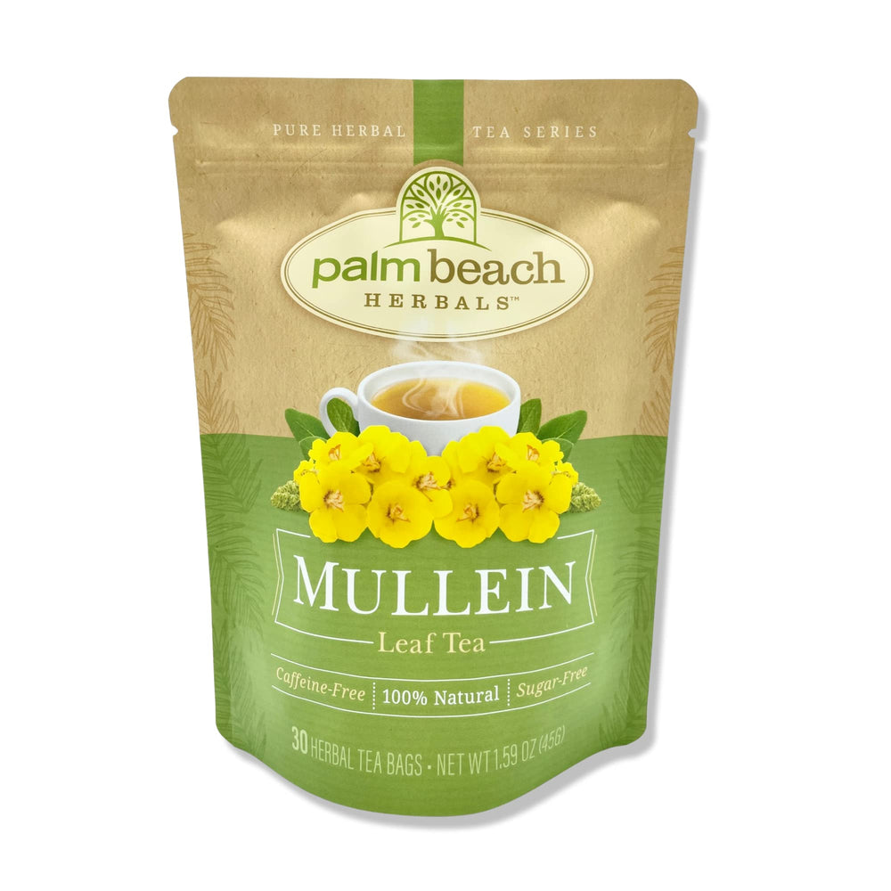Palm Beach Medicinal Herbs mullein leaf tea box for a soothing evening ritual