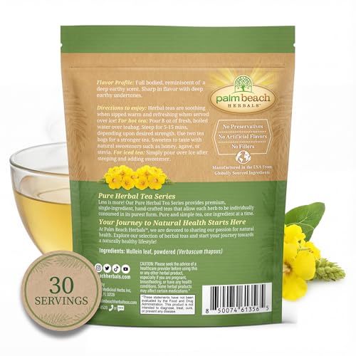 Palm Beach Medicinal Herbs mullein leaf tea teabags ready for a calm moment