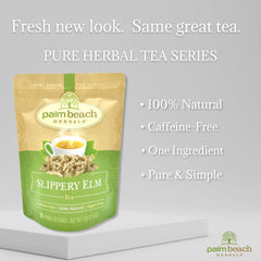 Palm Beach Medicinal Herbs Slippery Elm Tea served hot in a cozy cup for a comforting ritual.