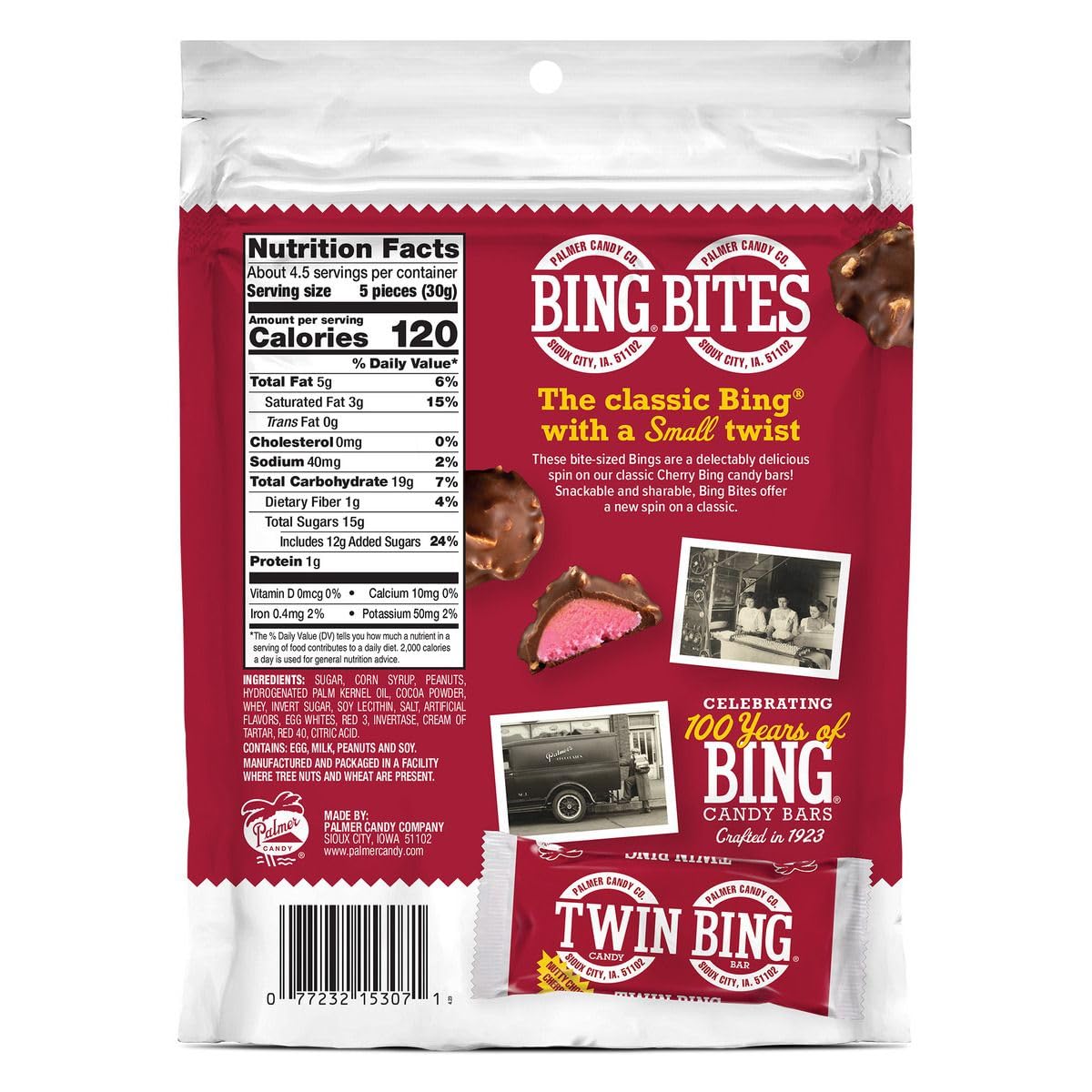 Palmer Candy Bing Bites with roasted peanuts and chocolate, a bite-sized treat for holiday gifting.