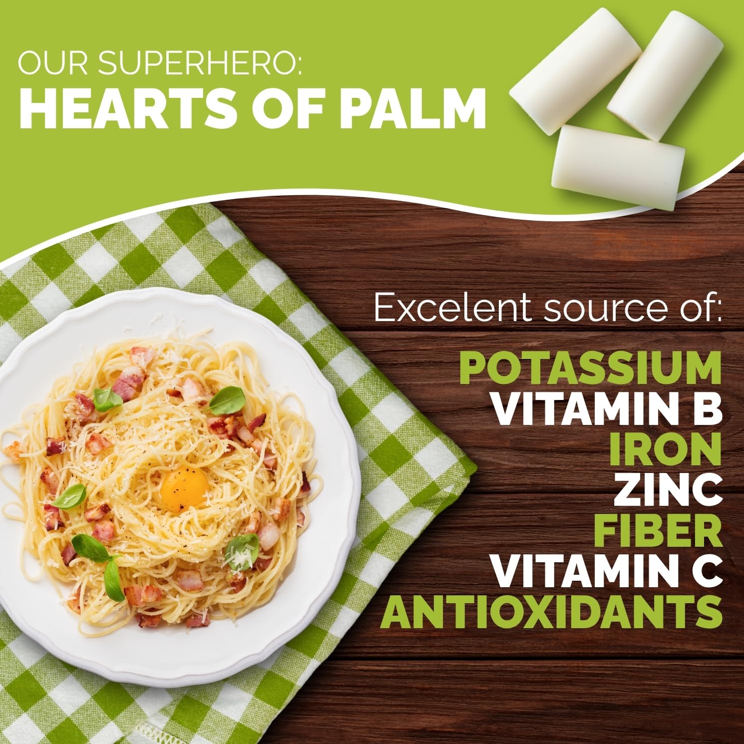 Palmini Angel Hair Pasta plated with sauces and vegetables for a versatile meal.
