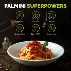 Palmini Angel Hair Pasta raw hearts of palm strands ready to soak and cook.