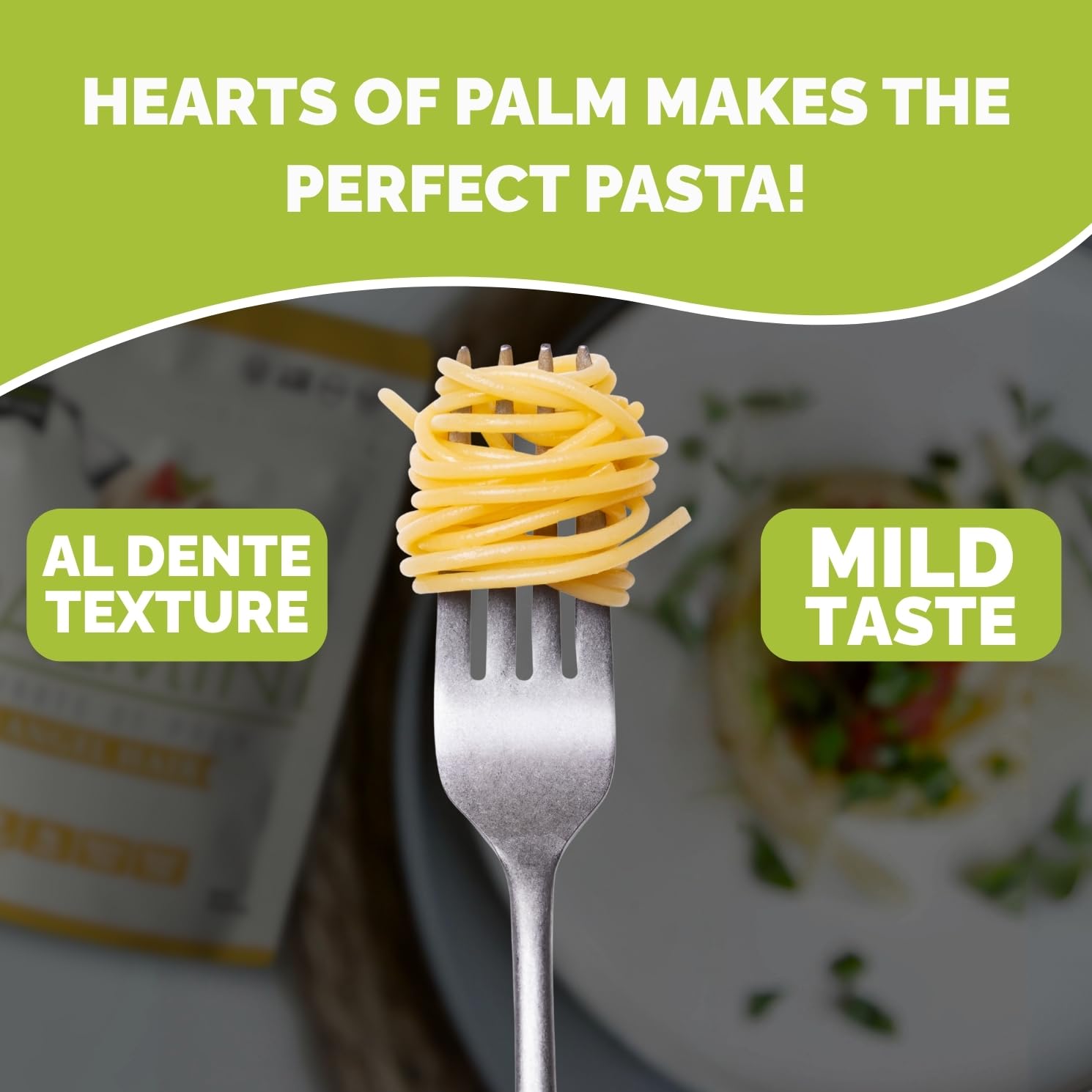 Palmini angel hair with tomato sauce demonstrates strong sauce cling.