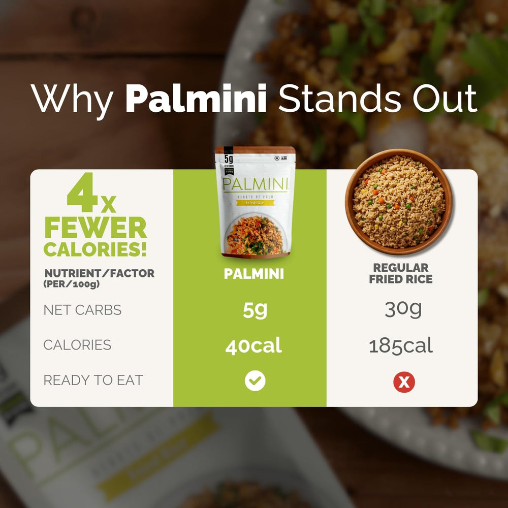 Palmini Fried Rice on a kitchen counter, ready-to-use base for easy dinners.