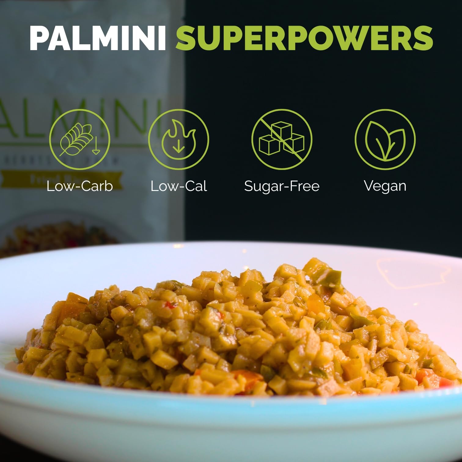 Palmini Fried Rice meal prep scene, a versatile base for many dishes.