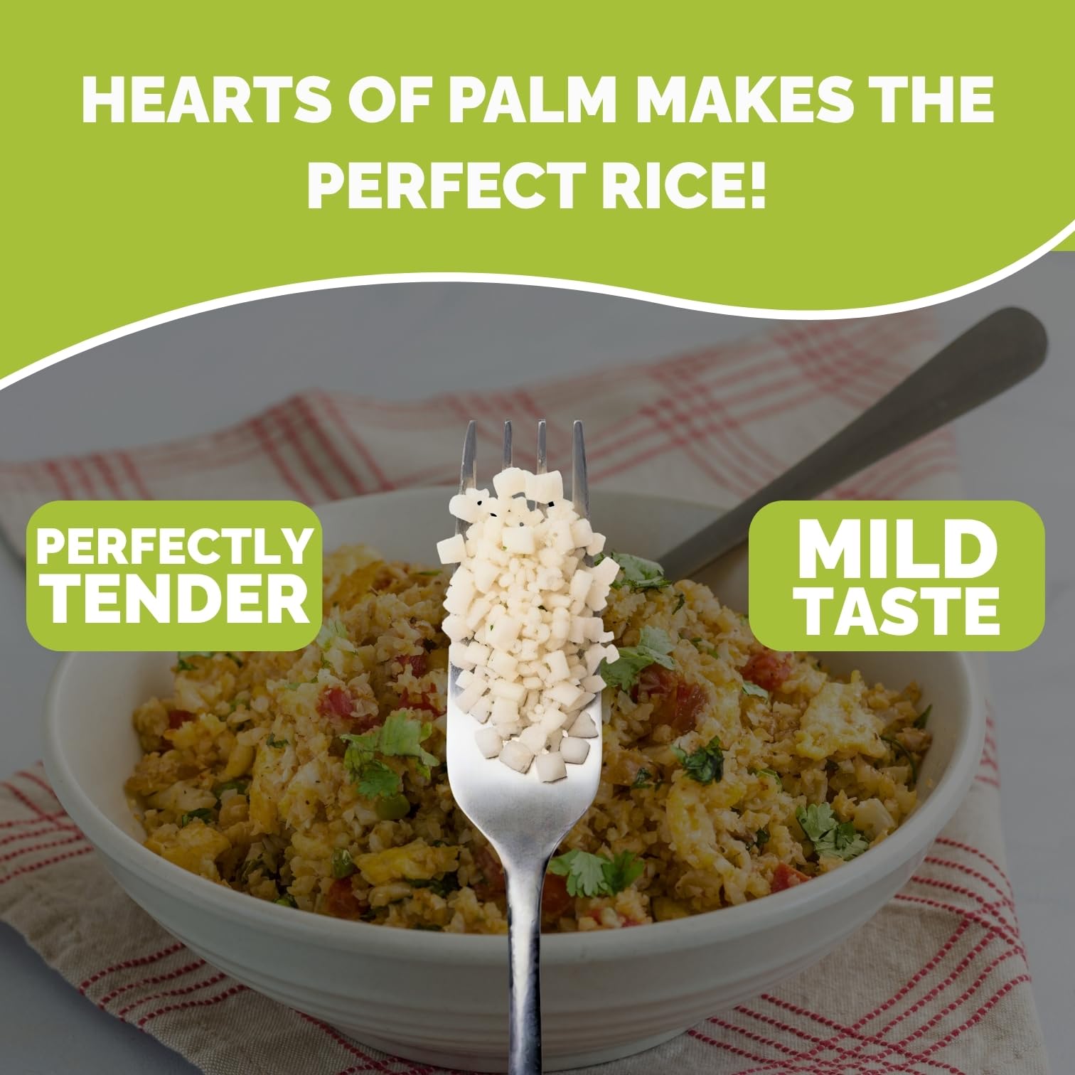 Palmini Fried Rice served in a bowl, convenient for quick meals.