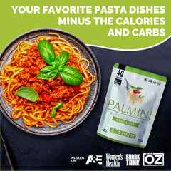 Palmini linguine cooked twists plated with sauce for quick meals.