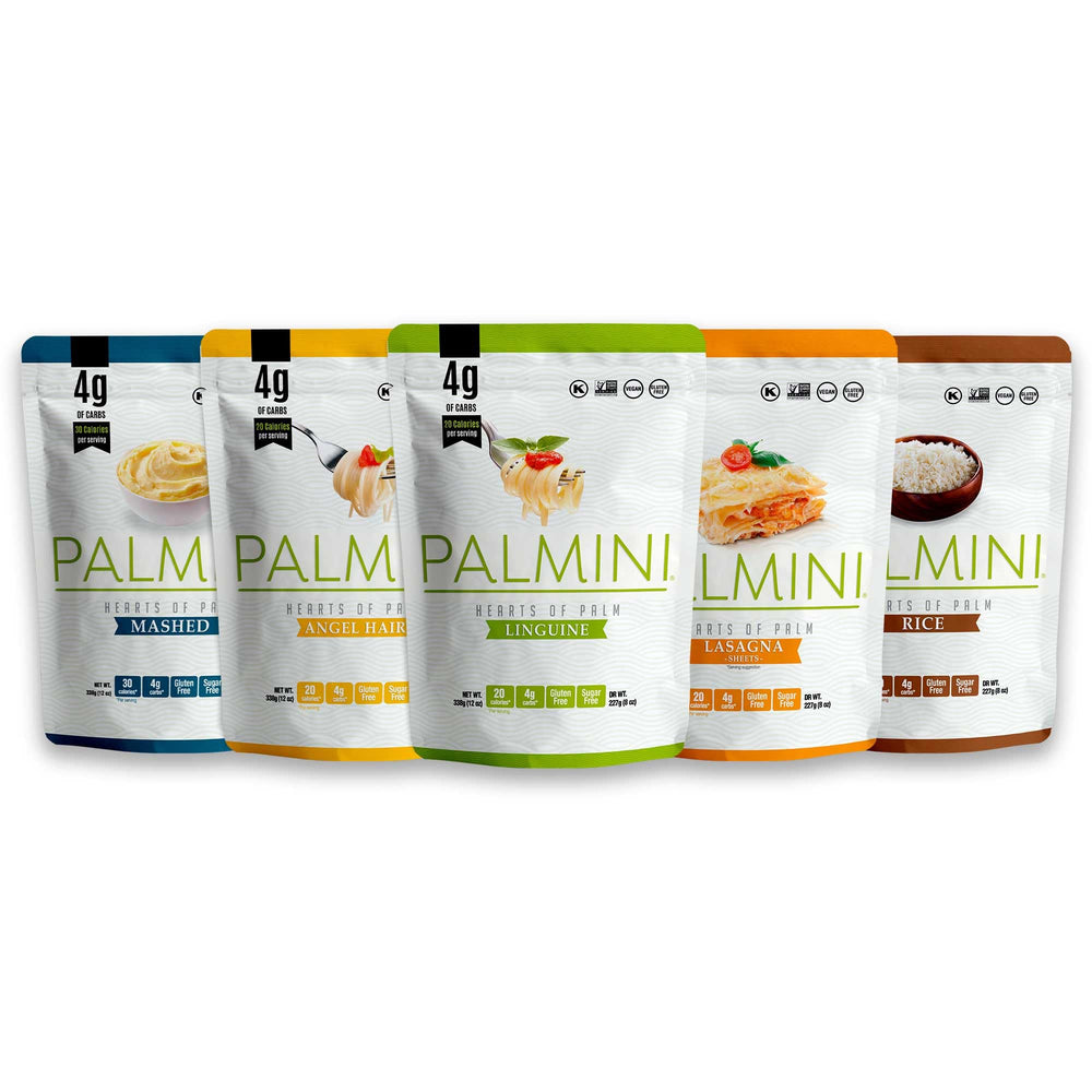 Palmini linguine pouch on kitchen counter, low-carb pasta option for quick dinners.