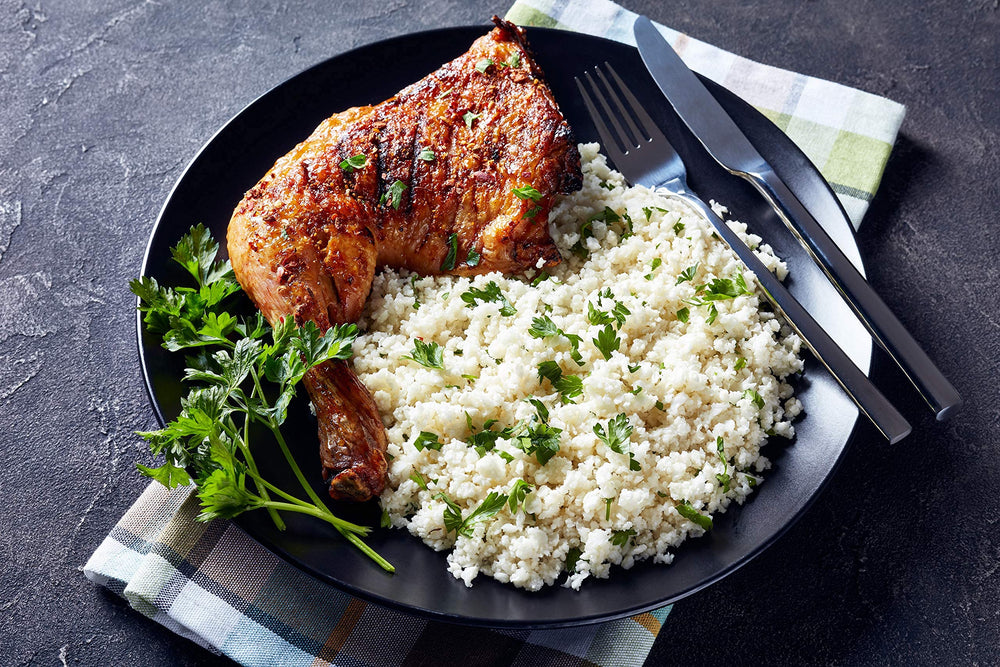 Palmini Rice carb-conscious option pairs with proteins and veggies.
