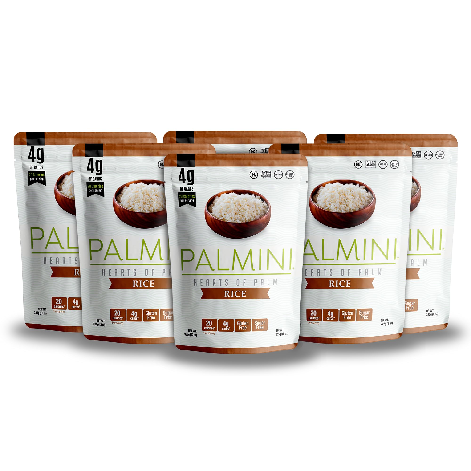 Palmini Rice six-pack packaging shown for easy low-carb meal prep.