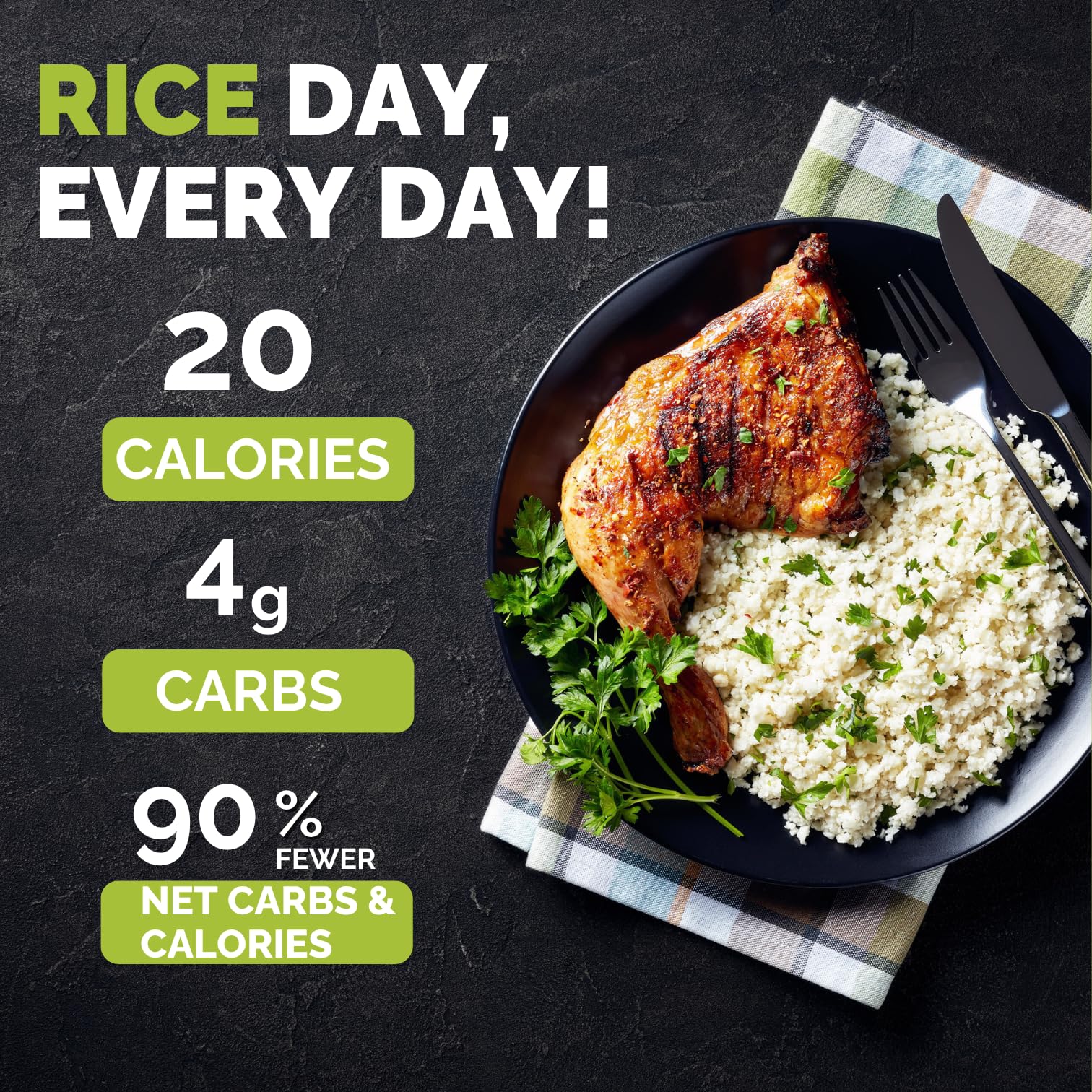 Palmini Rice packaging displayed as a healthy pantry staple.