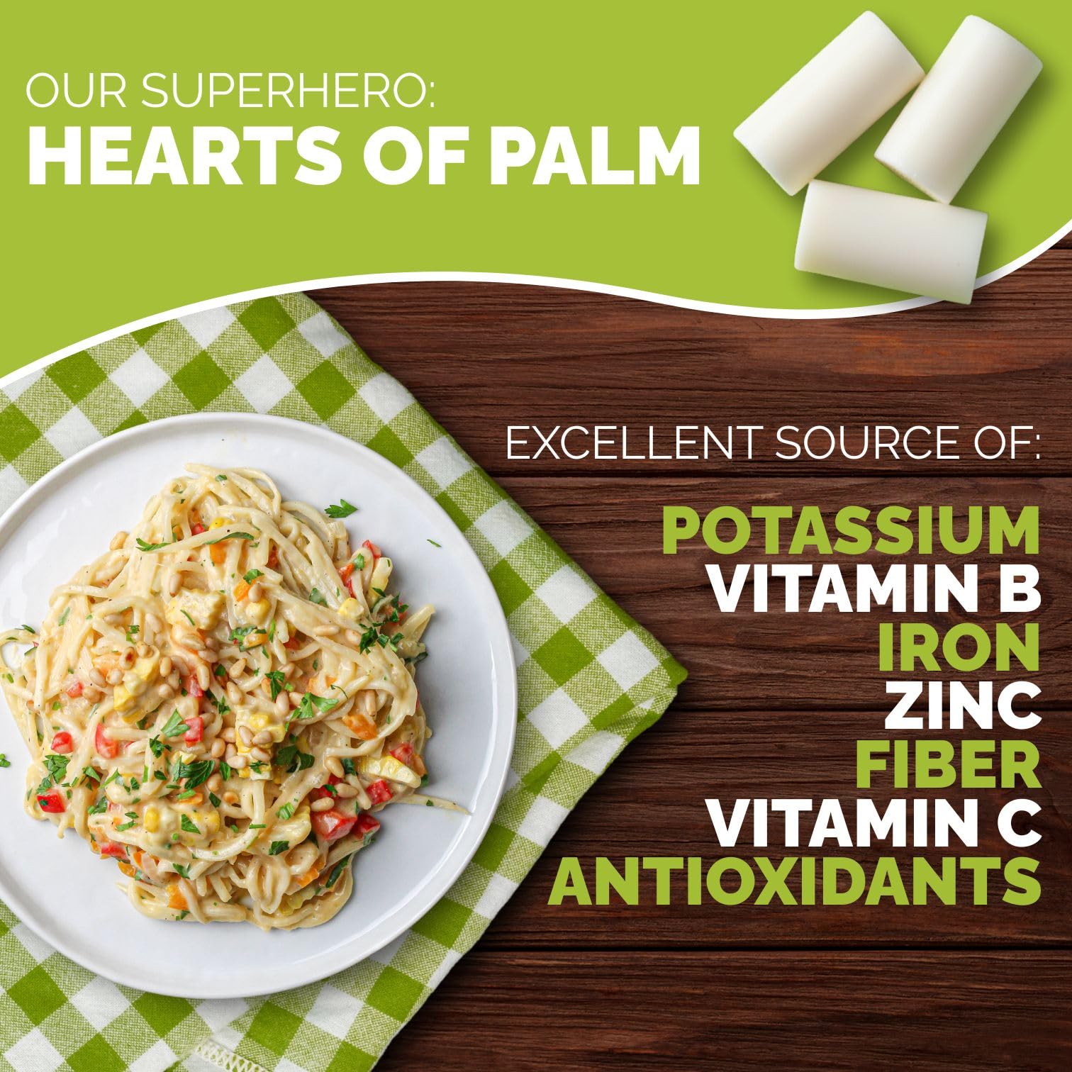 Palmini vegan pasta dish shows versatile substitution for meatless meals.