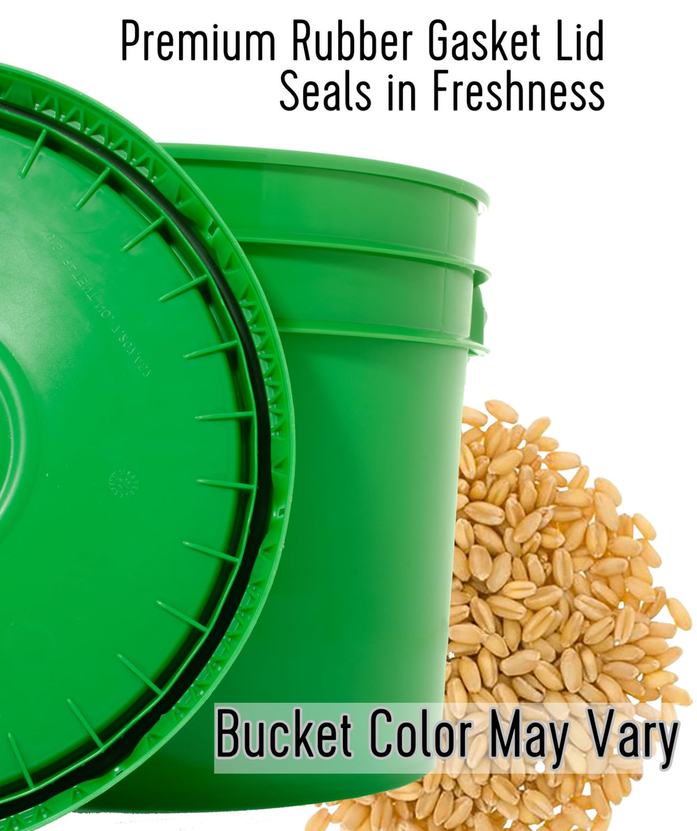 Palouse Brand airtight bucket storage in a cool dry place.