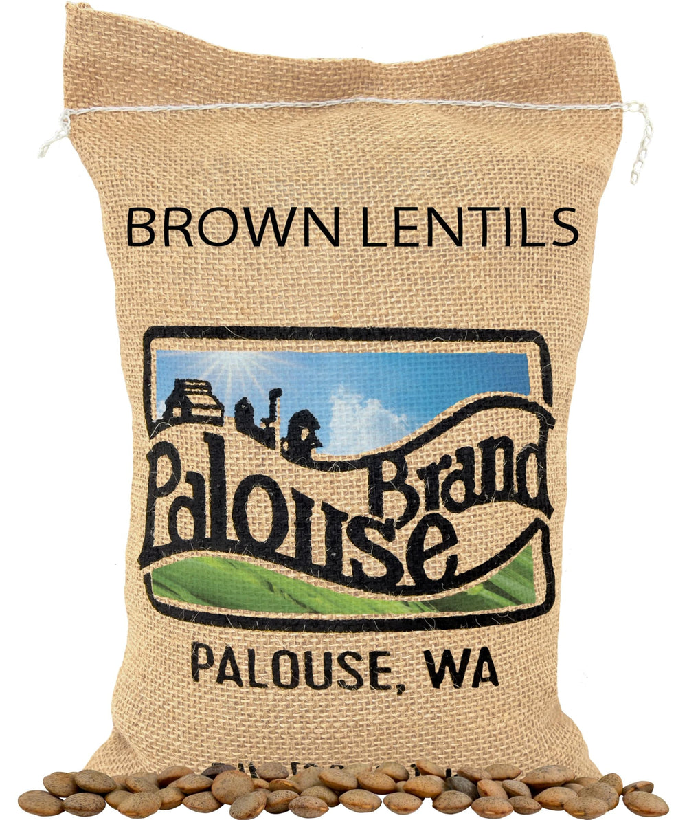 Palouse Brand brown lentils in sealed packaging for freshness and shelf life