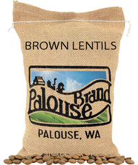 Palouse Brand brown lentils in sealed packaging for freshness and shelf life