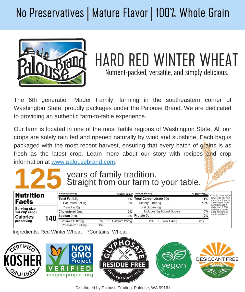 Palouse Brand three-year best-by shelf life when stored cool and dry
