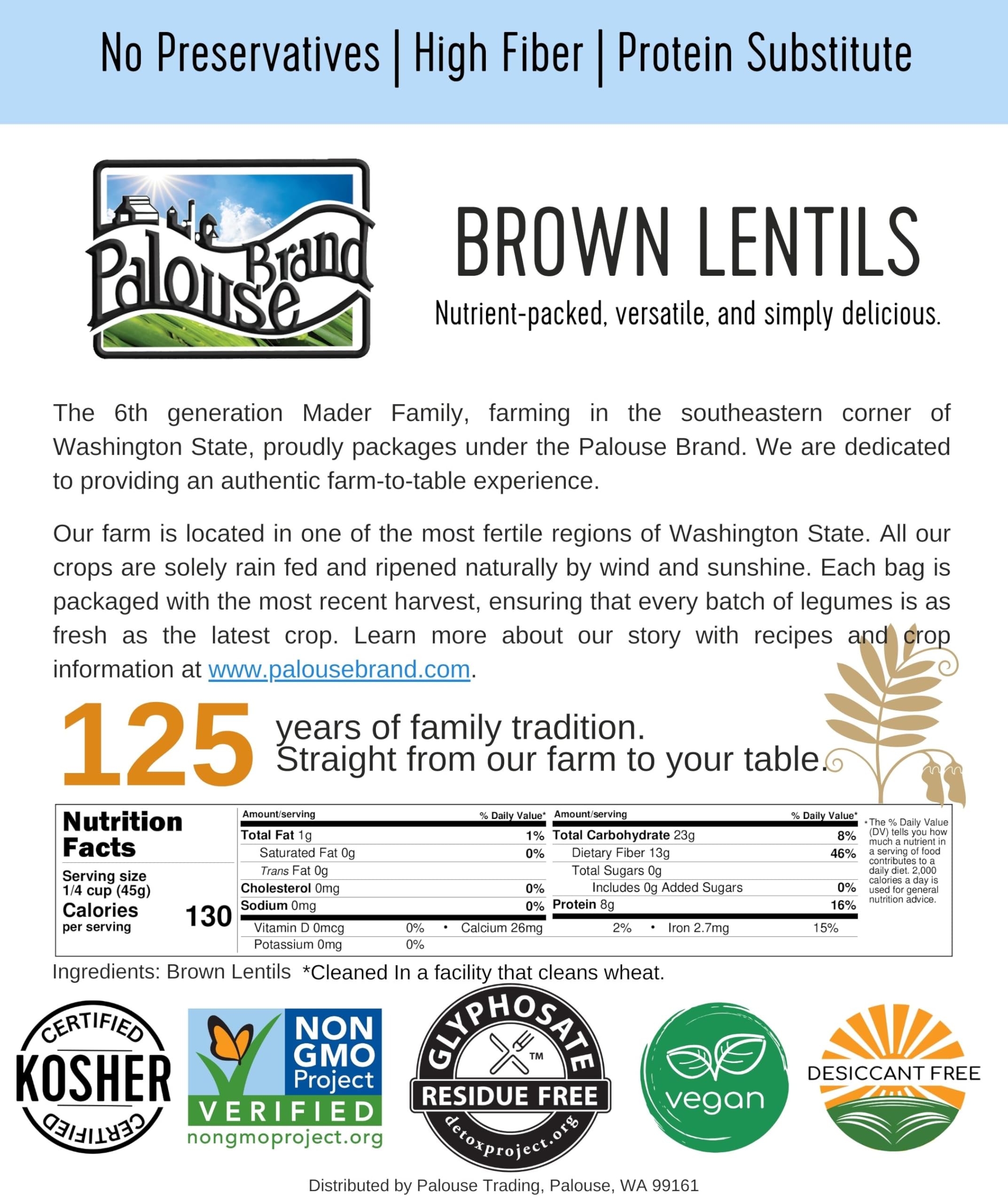 Palouse Brand non-GMO lentils ready for everyday meals
