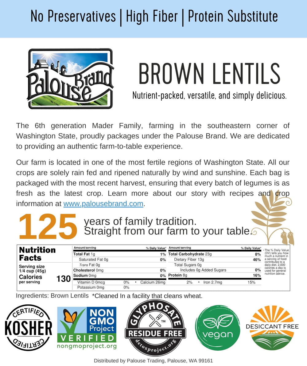 Palouse Brand non-GMO lentils ready for everyday meals