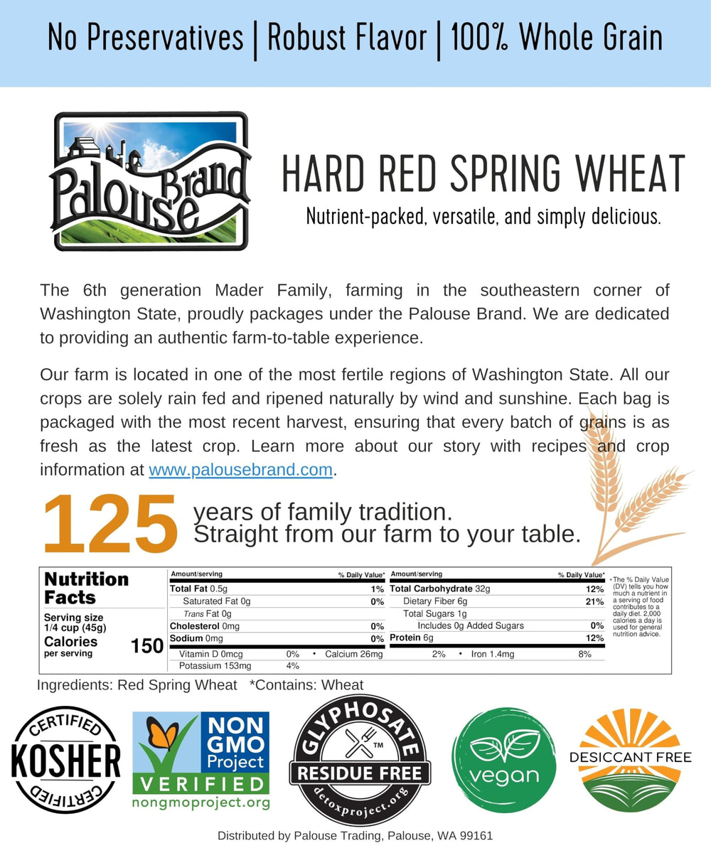 Palouse Brand sproutable wheat berries ideal for quick sprouts.