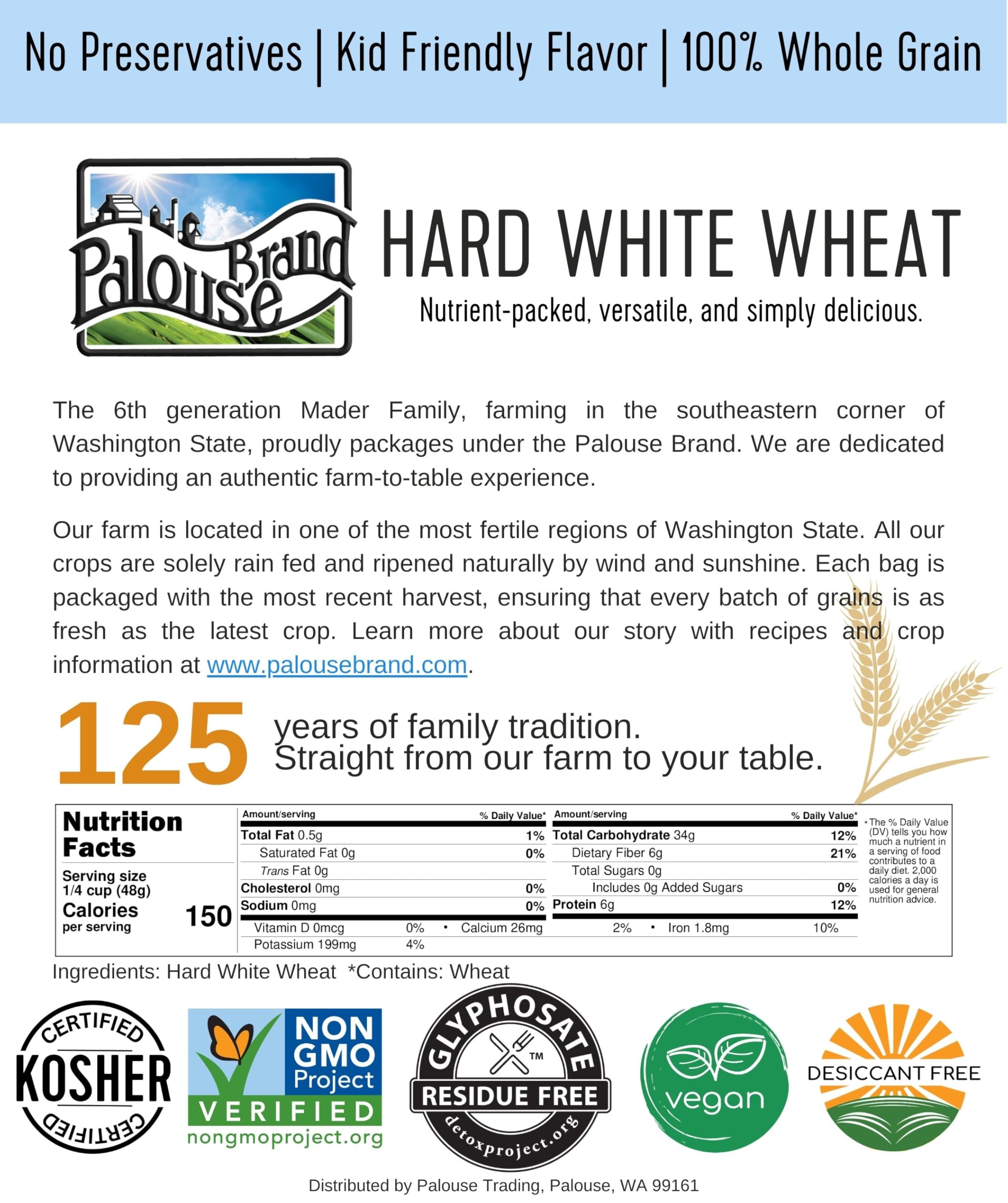 Palouse Brand wheat berries pantry storage for long shelf life