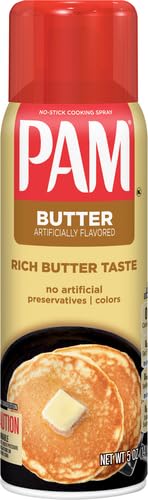 PAM butter cooking spray no-stick-performance helps eggs slide smoothly from pans.