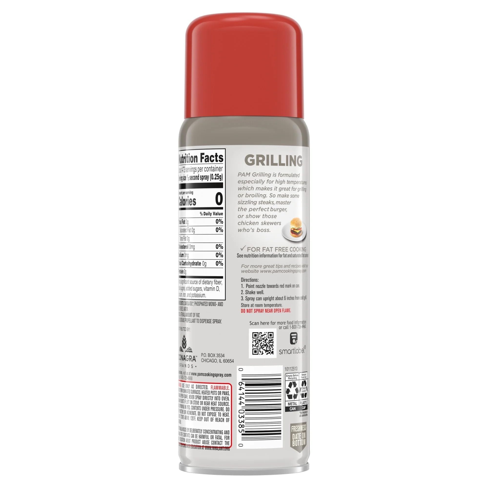 Pam GM Concepts No-Stick Grilling Spray label detail highlights clear information and clean design.