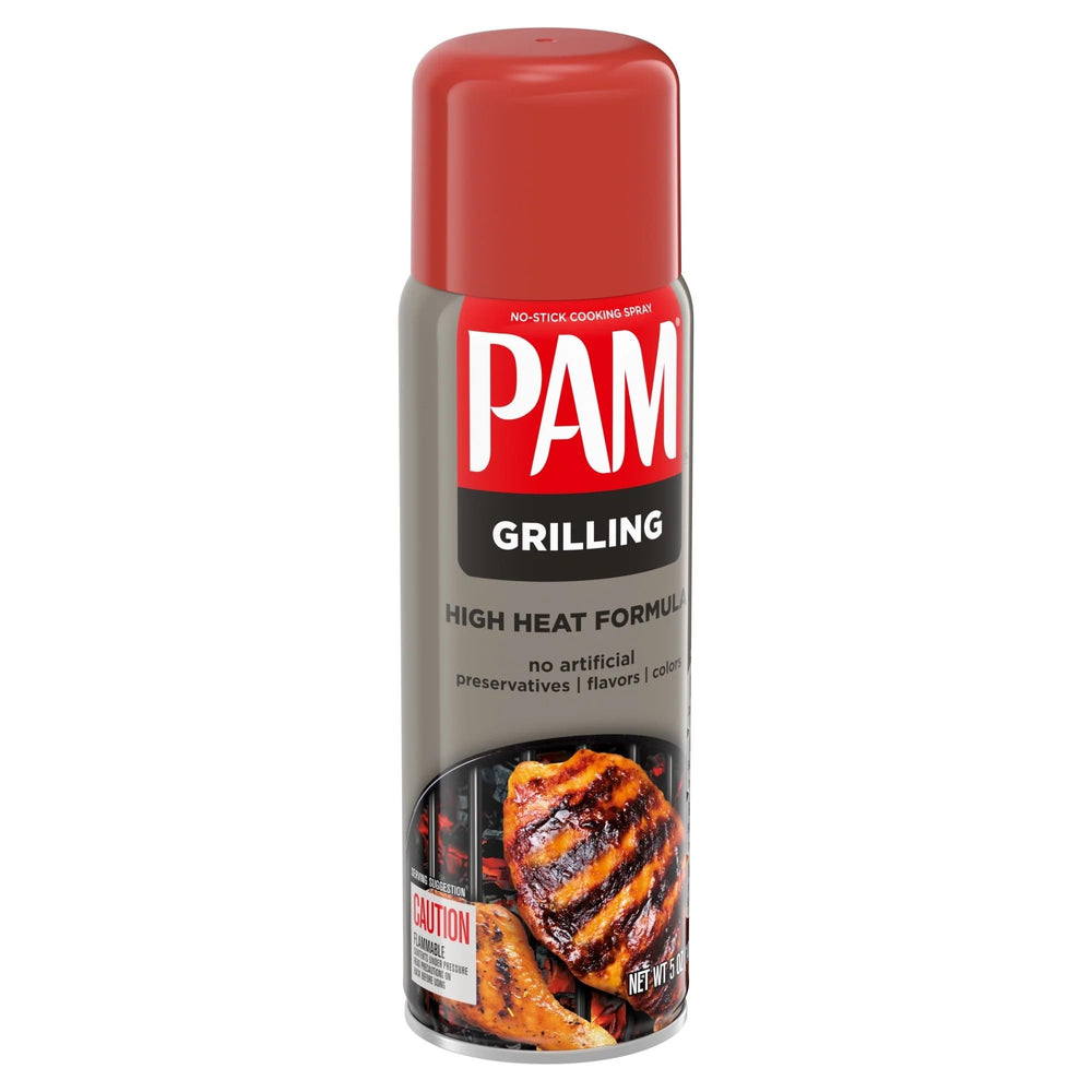 PAM Grilling No-Stick spray on burgers for even browning.
