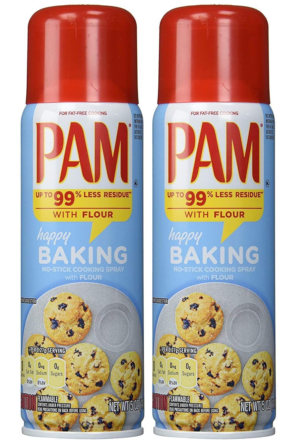 PAM No-Stick Baking Spray with Flour bottle showing even release for cakes and muffins