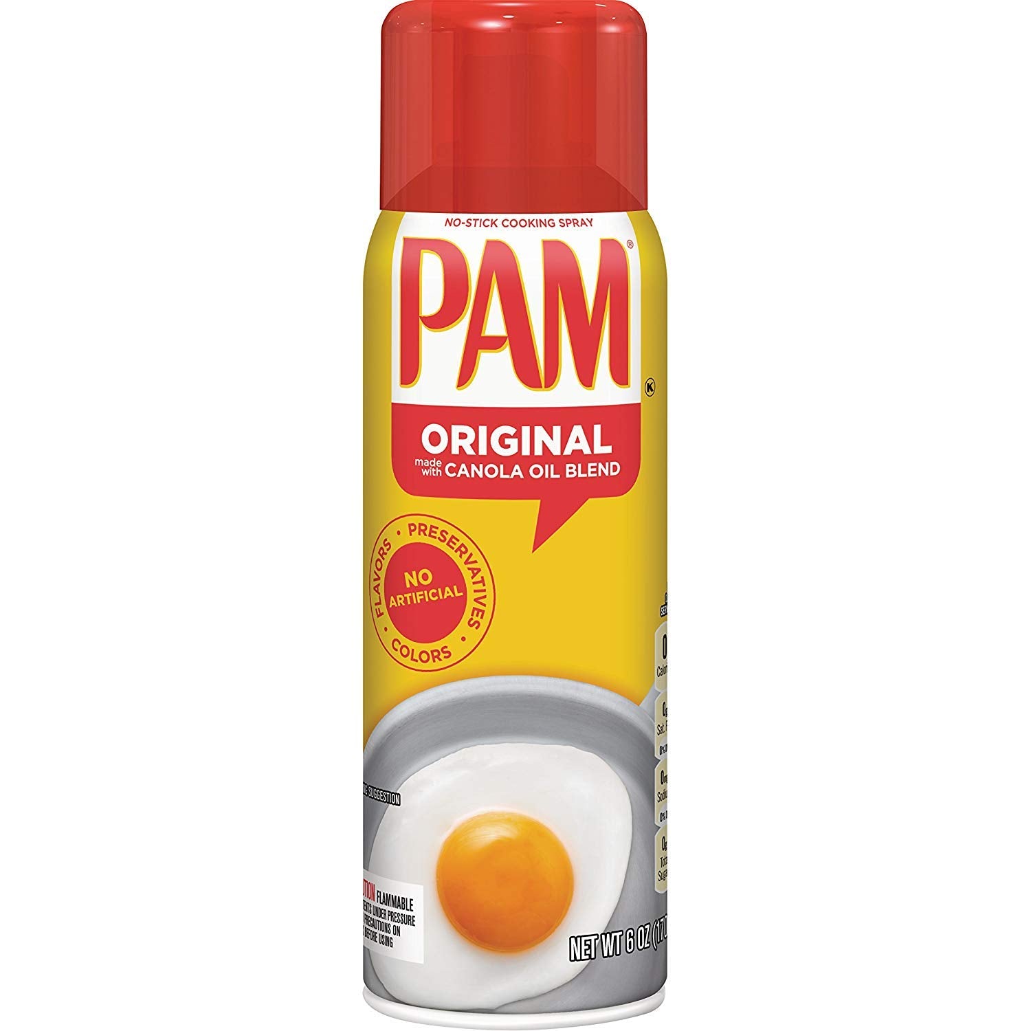 PAM No-Stick spray bottle, 6oz dual-pack, easy coating for effortless release and cleanup.