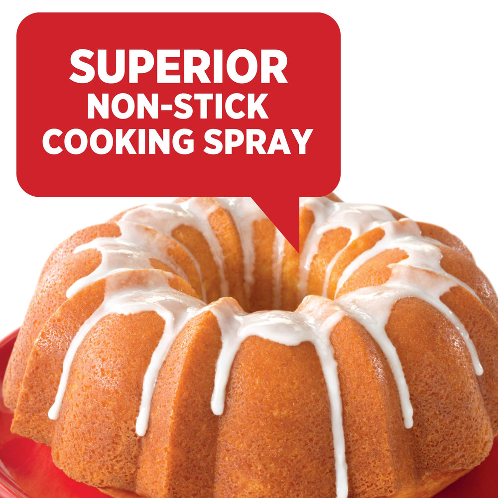 PAM non-stick spray applied to bakeware to prevent sticking during baking.