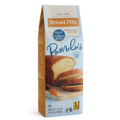 Pamela's Gluten Free Bread Mix packaging shown for quick gluten-free baking