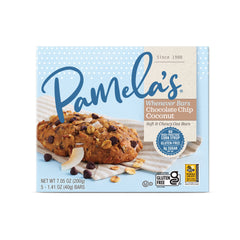 Nutrition panel on Pamela's Whenever Bars highlighting gluten-free ingredients.