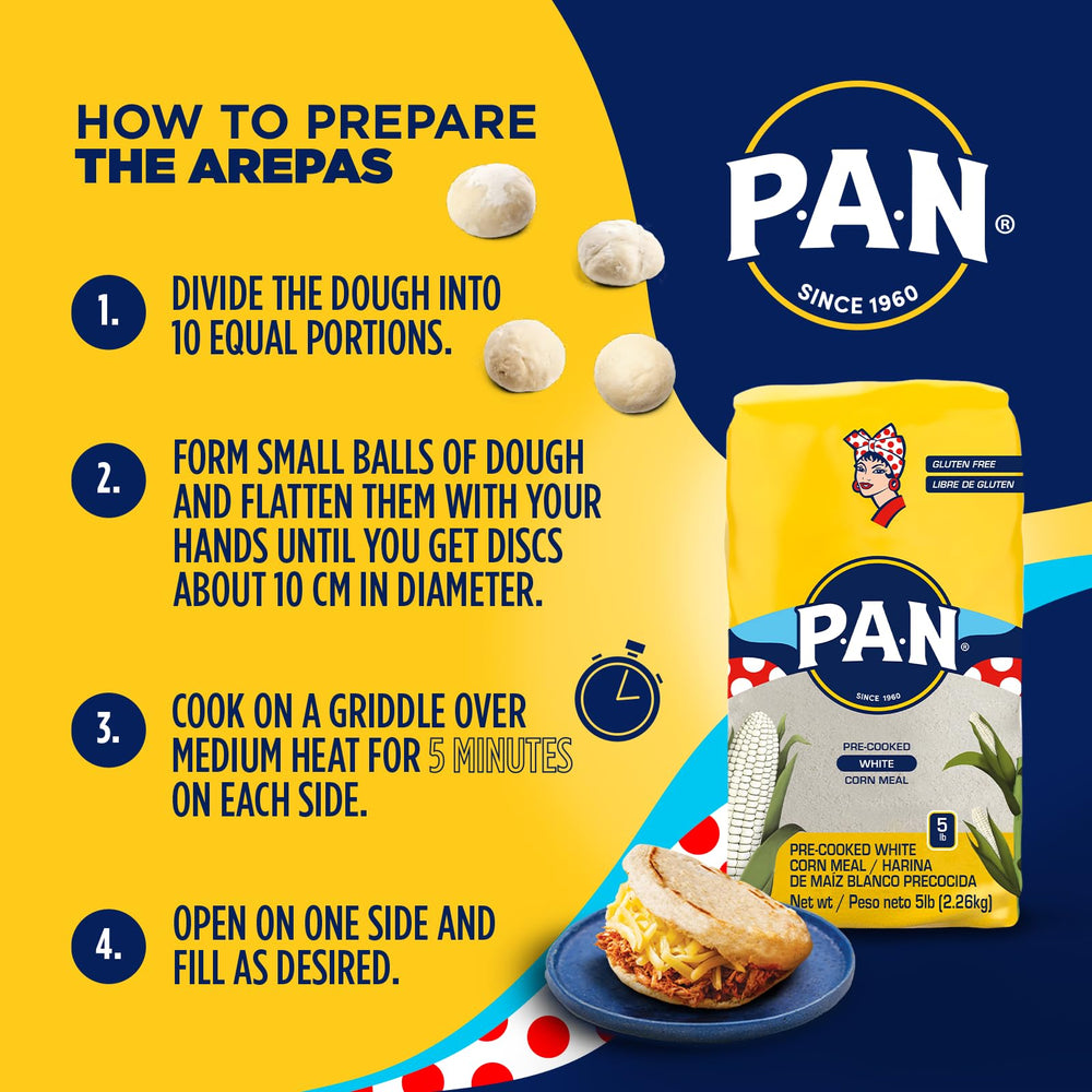 P.A.N. arepa opened and filled with cheese for a tasty bite.