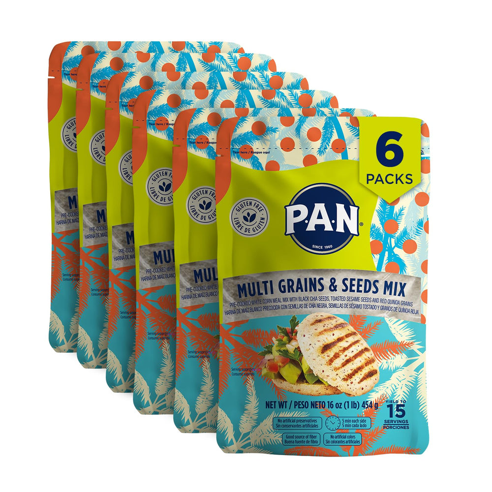 P.A.N. Multi Grains & Seeds Mix dough ready, gluten-free base for arepas.