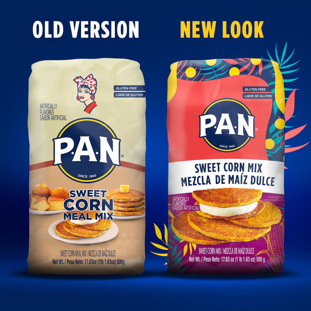 P.A.N. Sweet Corn Mix cachapa cooking on cast-iron skillet