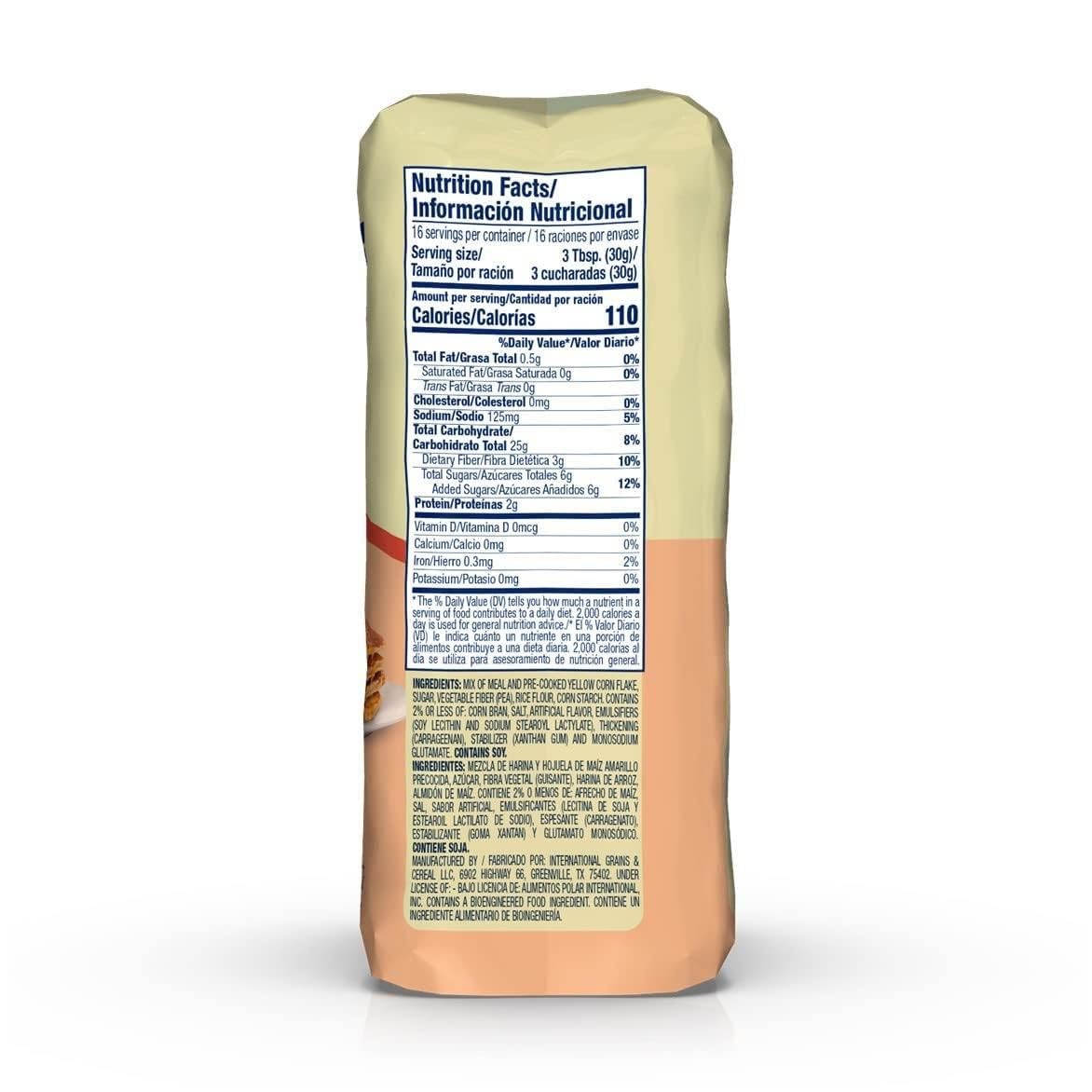 P.A.N. Sweet Corn Mix ingredient list highlighting natural corn and no artificial flavors