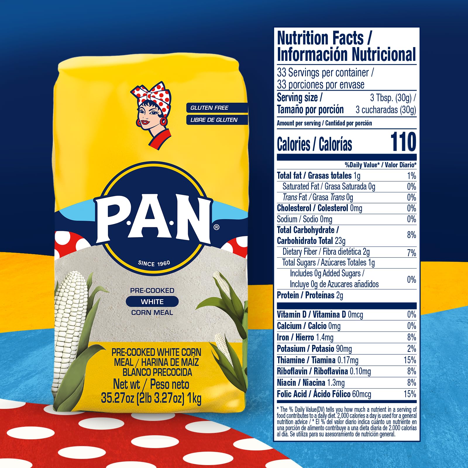 PAN white corn meal dough mix ready for quick arepa dough.