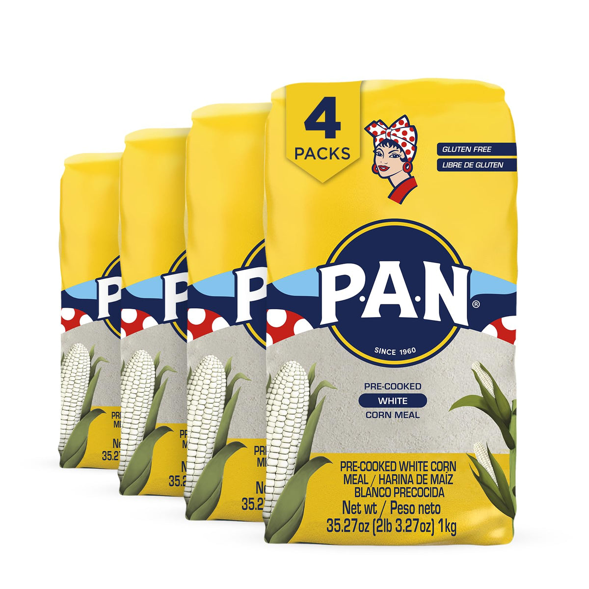 P.A.N. white corn meal packaging highlighting gluten-free dough potential