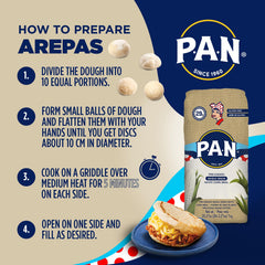 PAN Arepa dough forms on skillet for quick meals