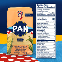 P.A.N. yellow corn meal arepa cooking on a griddle for golden crust.