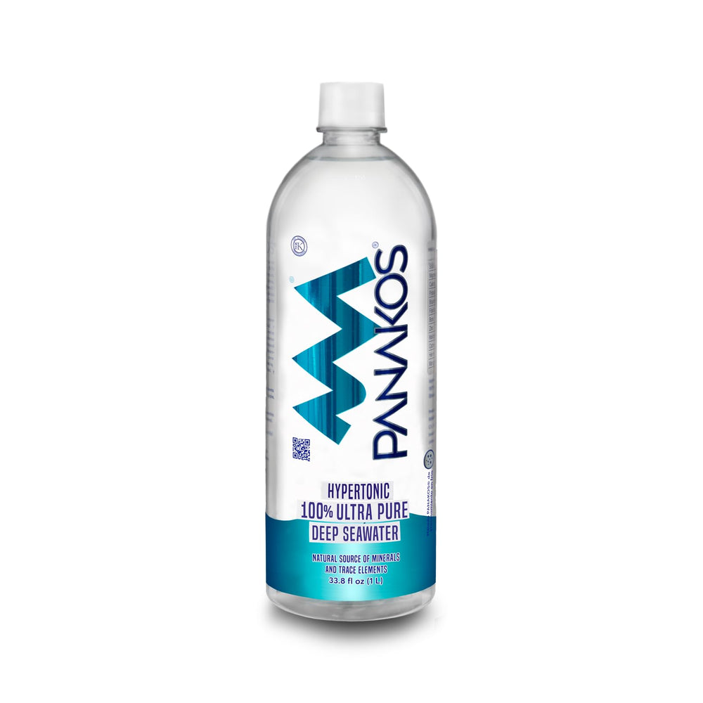 Panakos Deep Seawater bottle in an ice cold thermo container preserving purity.