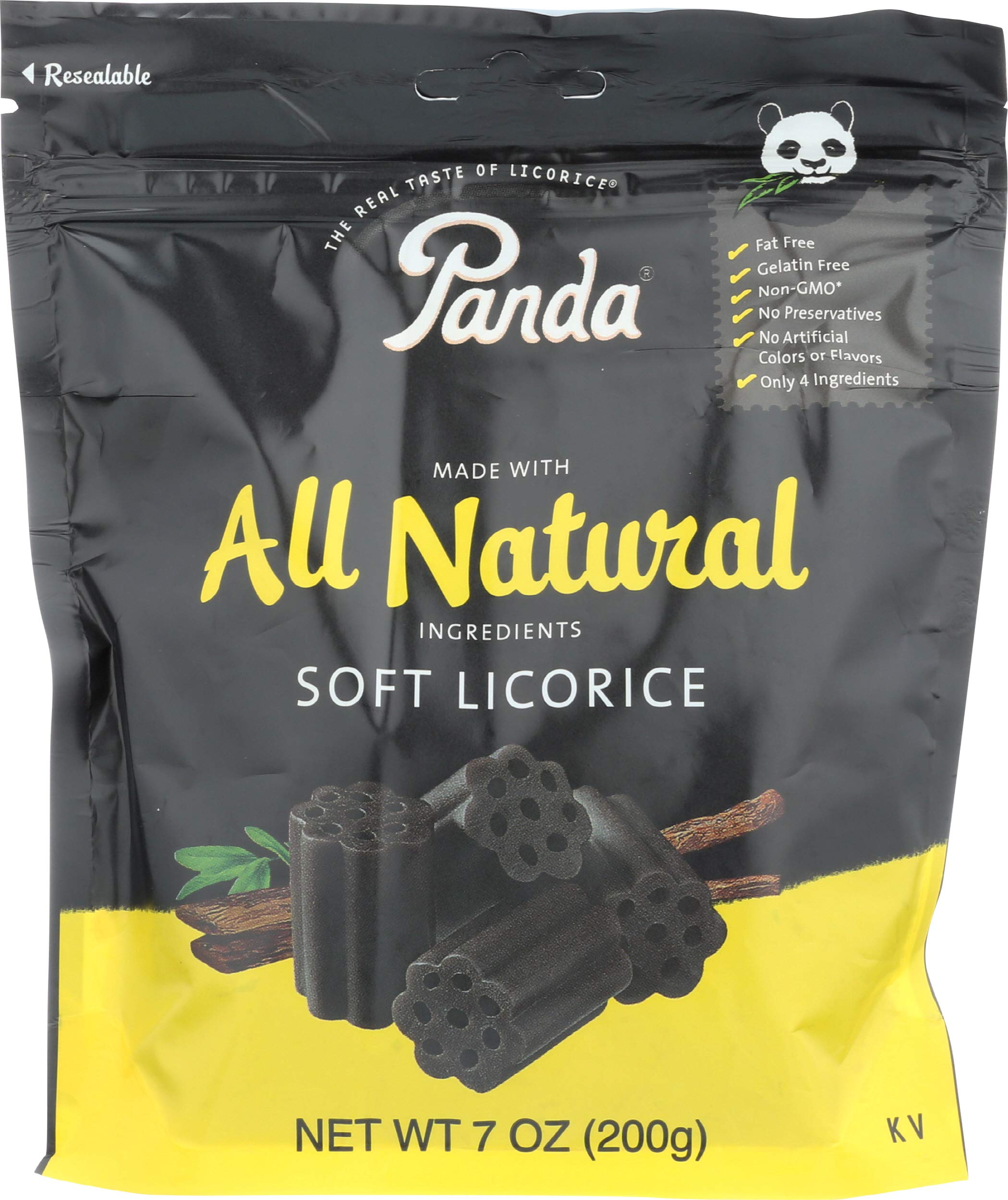 Panda all natural soft licorice bag shows chewy texture for everyday snacking.
