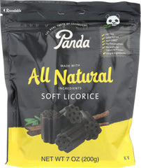 Panda all natural soft licorice bag shows chewy texture for everyday snacking.